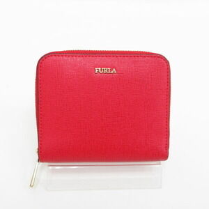 FURLA Round Zip Bifold Wallet Red